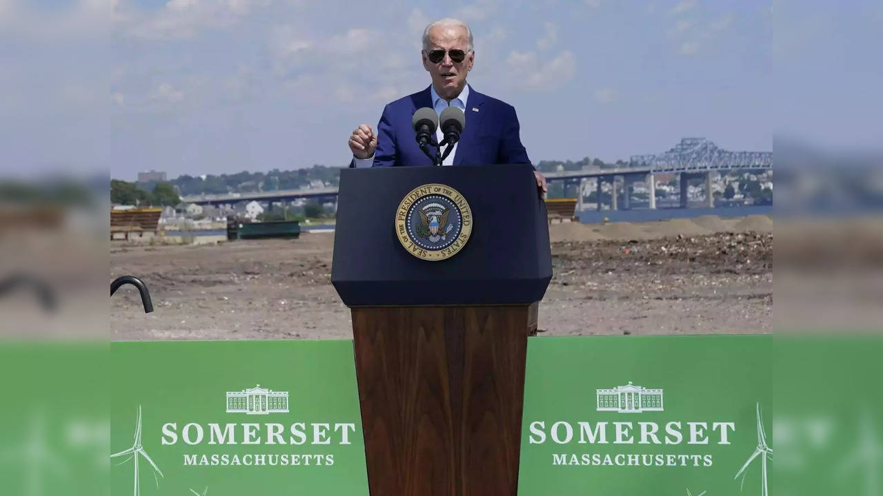 US President Joe Biden speaks about climate change and clean energy at Brayton Power Station, Wednesday, July 20, 2022, in Somerset, Massachusetts