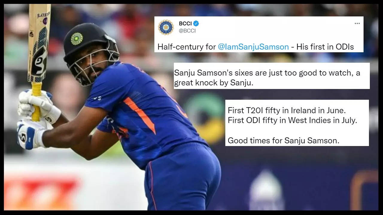 Power-hitter Sanju Samson slammed his maiden half-century against West Indies in the series decider at Oval on Sunday.