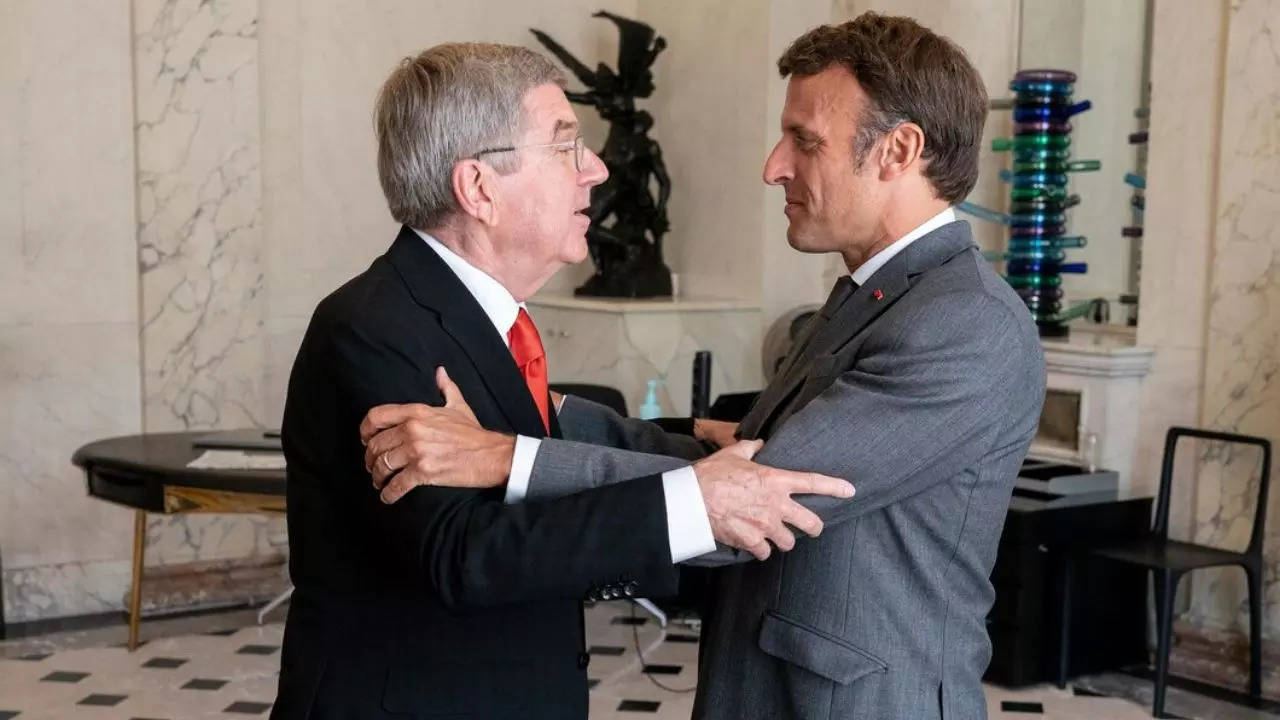 Macron-Thomas Bach Olympics IOC image