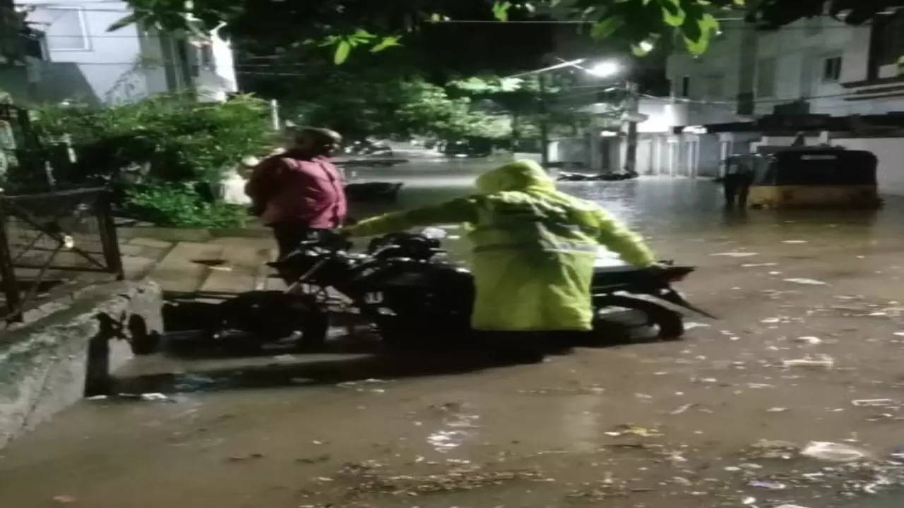 Heavy rain lashed parts of Hyderabad inundating low-lying areas