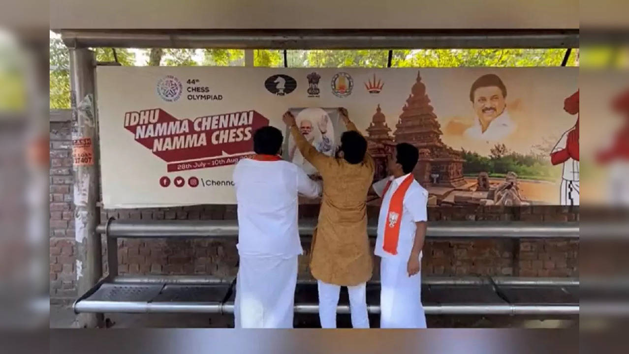 BJP pastes PM Modi’s photo on Chess Olympiad hoardings featuring only MK Stalin