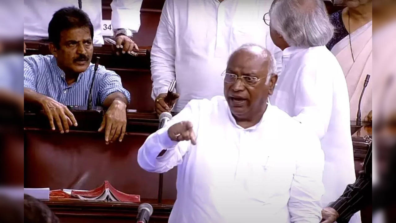 New Delhi: Leader of the Opposition Mallikarjun Kharge speaks in Rajya Sabha during the ongoing Monsoon Session, in New Delhi on Thursday, July 28, 2022. (Photo: Rajya Sabha/IANS)