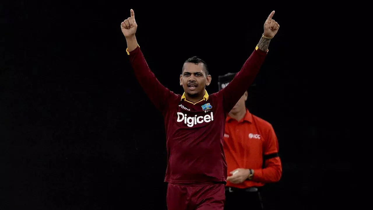 The West Indian mystery spinner Sunil Narine carries his Mohawk