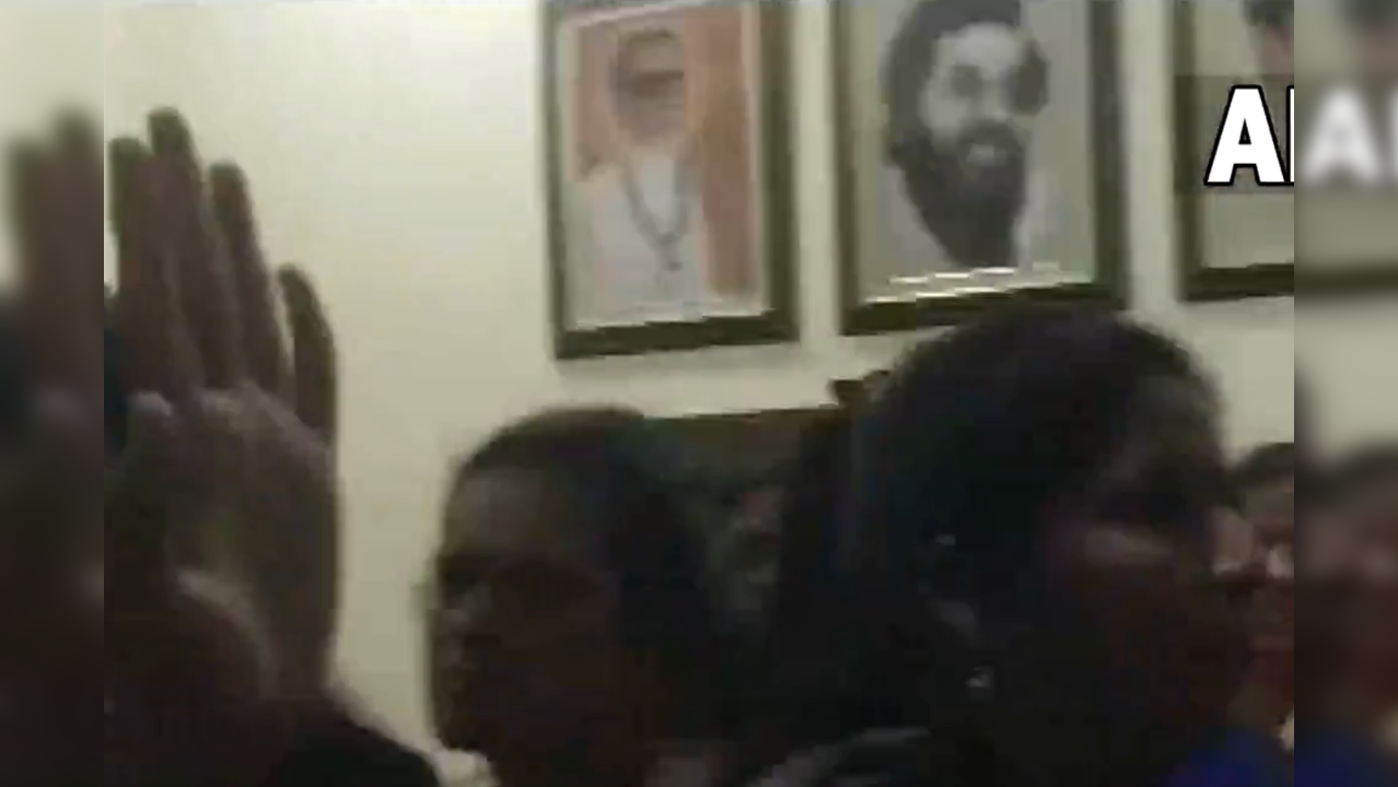 Eknath Shinde's photo in Shiv Sena office