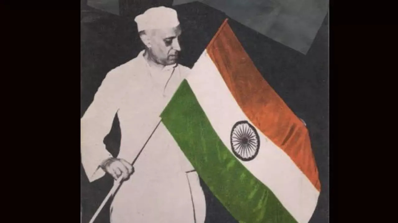 'Nehru holding Tricolour' picture