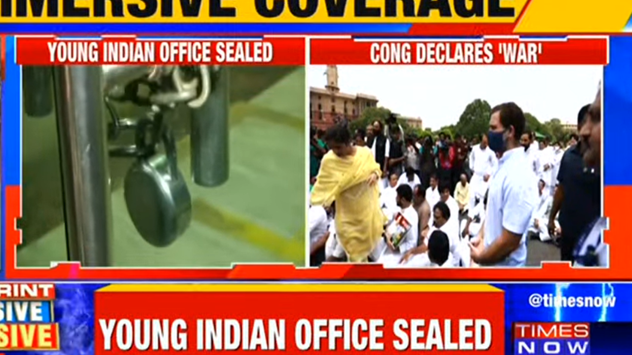 Young Indian office sealed; Congress protests