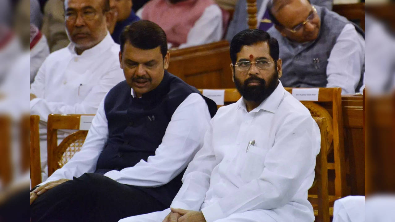 New Delhi: Maharashtra Chief Minister Eknath Shinde and Deputy CM Devendra Fadnavis during President Droupadi Murmu's swearing-in ceremony at the Central Hall of the Parliament in New Delhi on Monday, July 25, 2022. (Photo: Qamar Sibtain/IANS)