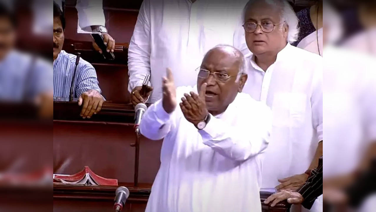 New Delhi: Leader of the Opposition Mallikarjun Kharge speaks in Rajya Sabha during the ongoing Monsoon Session, in New Delhi on Thursday, July 28, 2022. (Photo: Rajya Sabha/IANS)