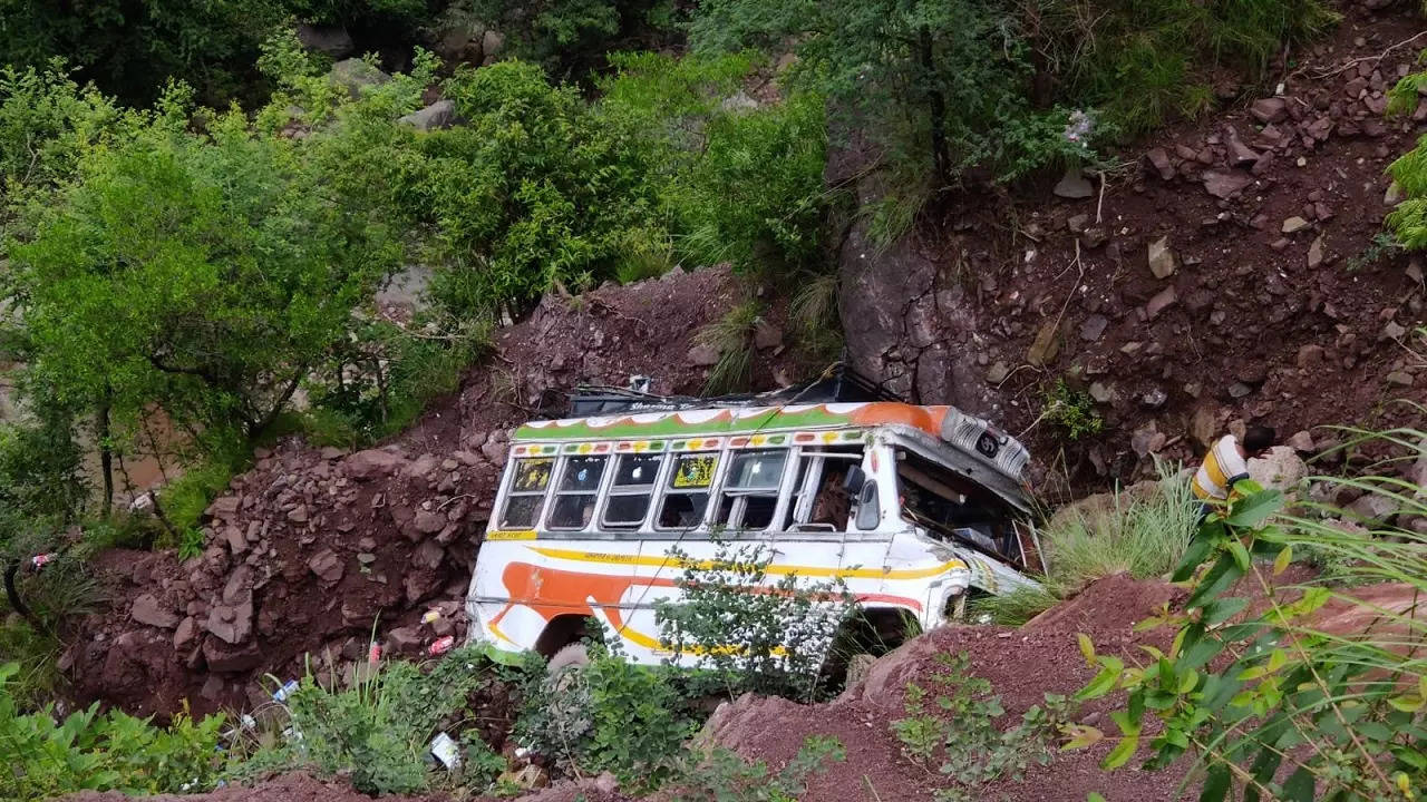 ​A mini bus skidded off the road and fell into a gorge in Jammu and Kashmir's Udhampur district