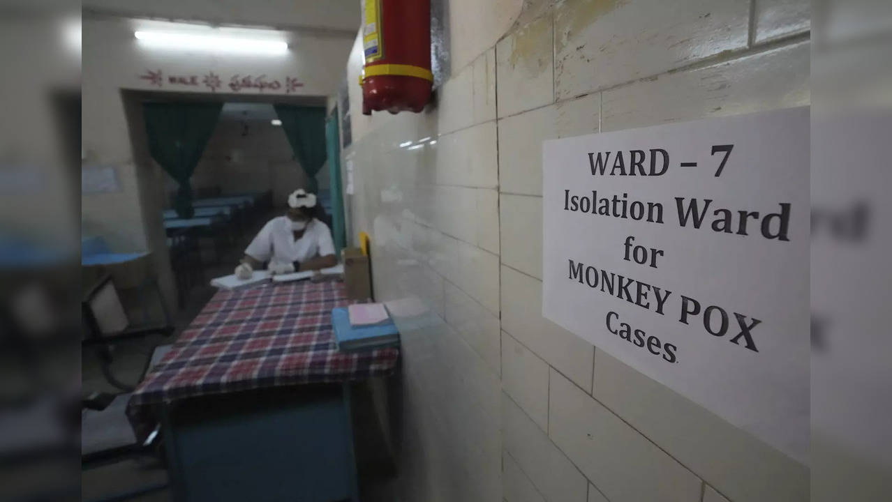 A health worker works at a monkeypox ward set up at a government hospital in Hyderabad