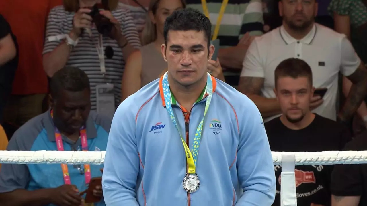 Sagar Ahlawat Boxing silver CWG 2022 screen grab photo