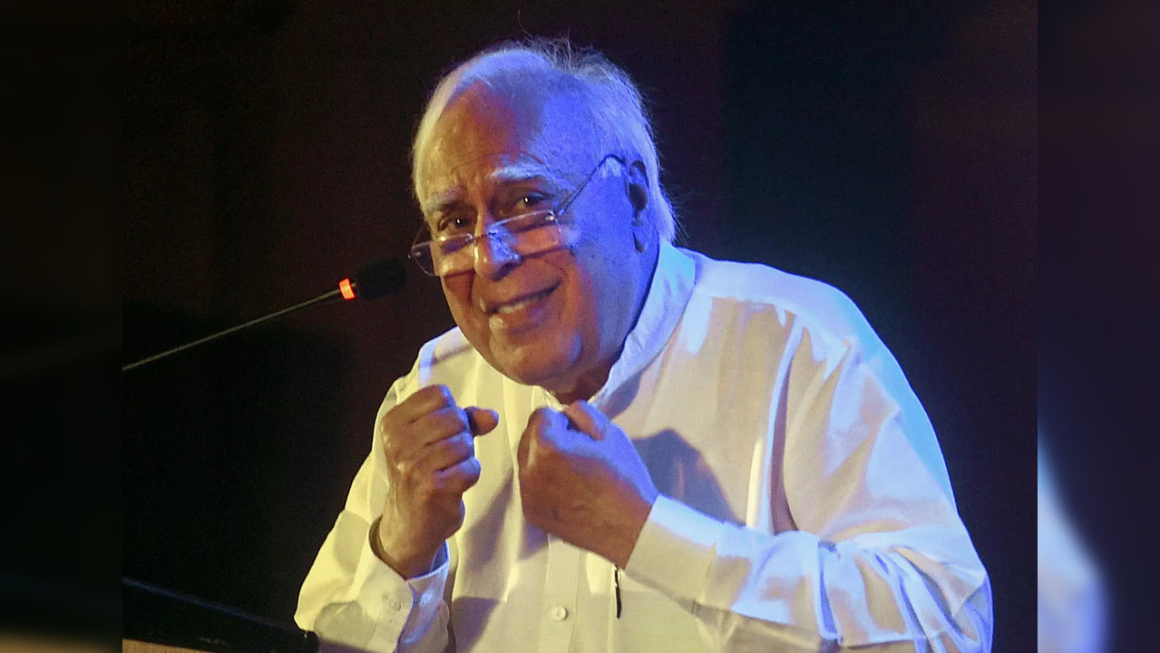 Kolkata: Senior advocate and MP Kapil Sibal speaks during  a session on 'The Dis...