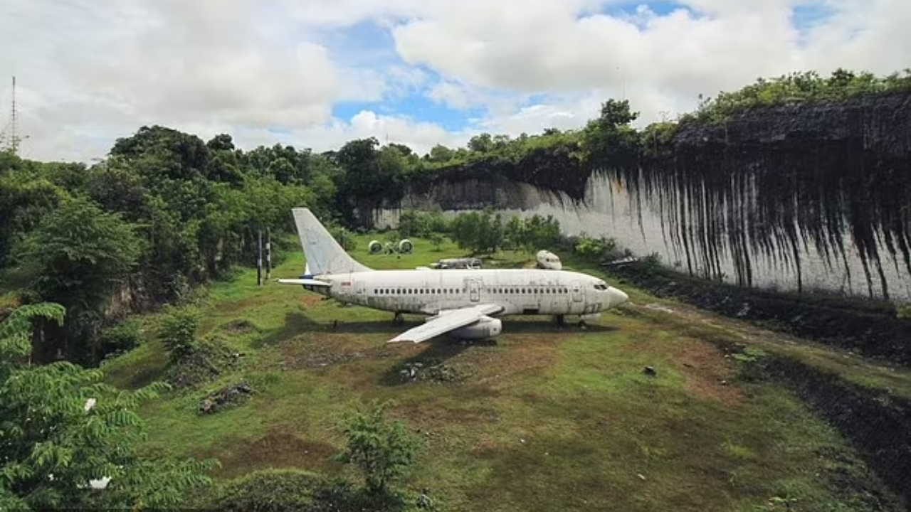 Mystery behind abandoned Boeing 737 parked in a field in Bali for years