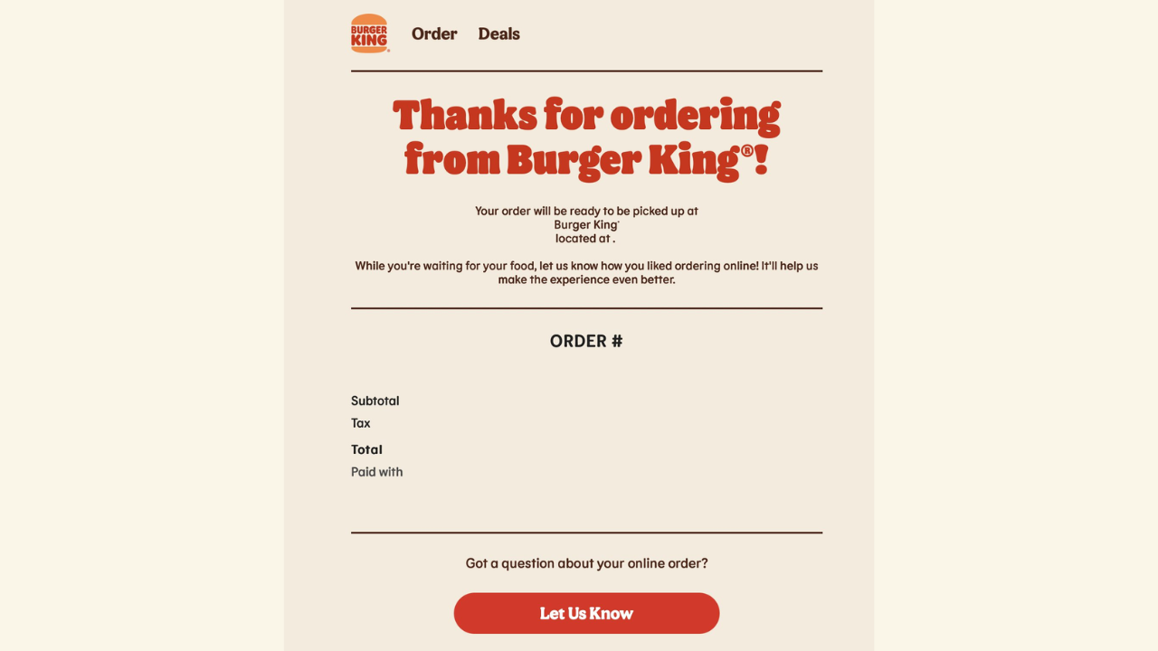Burger King sends blank receipts to hundreds