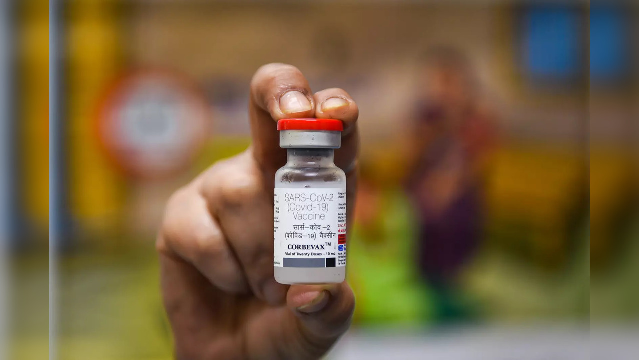 New Delhi: A healthcare worker shows the Corbevax Covid-19 vaccine for children ...