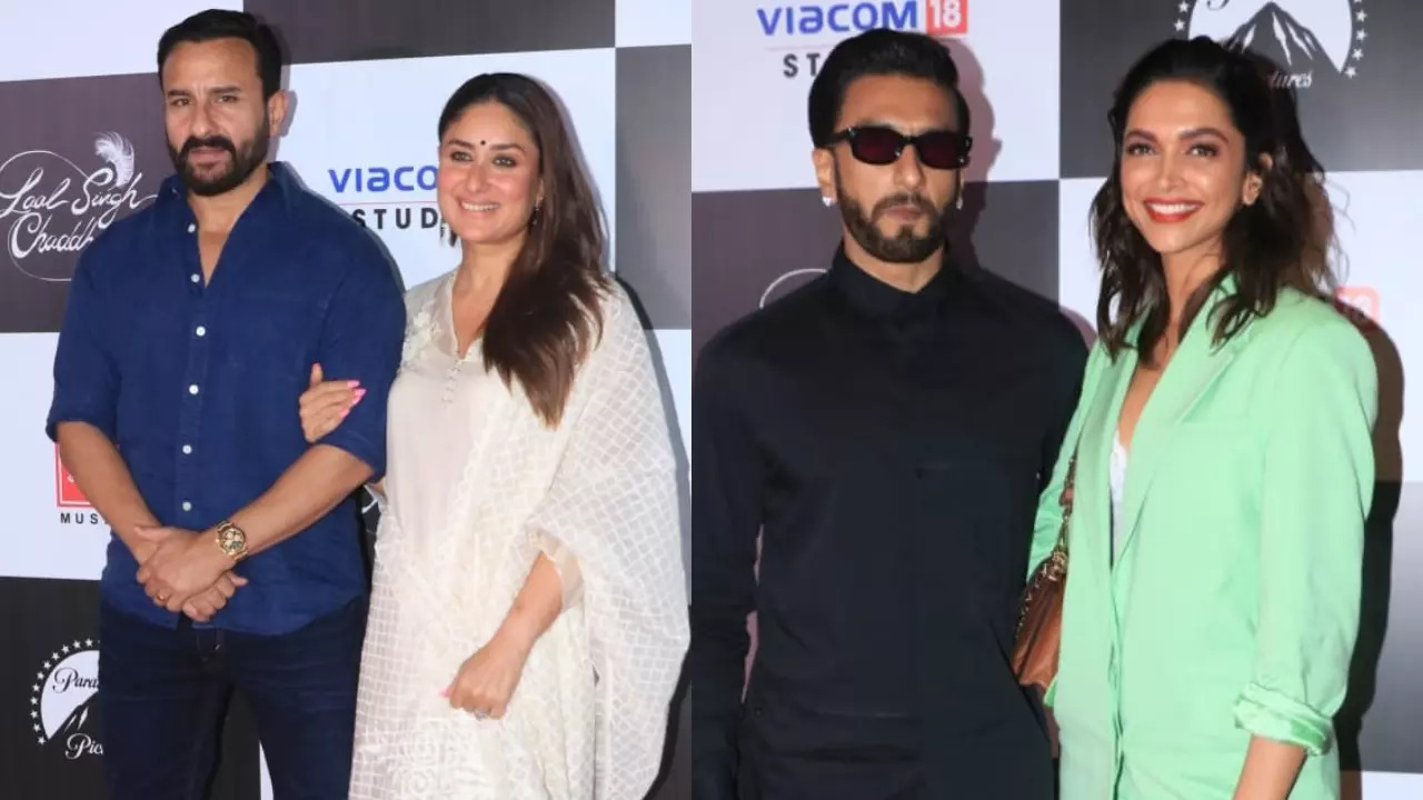 Kareena arrives at Laal Singh Chaddha screening with Saif, Ranveer and Deepika also in attendance - pics