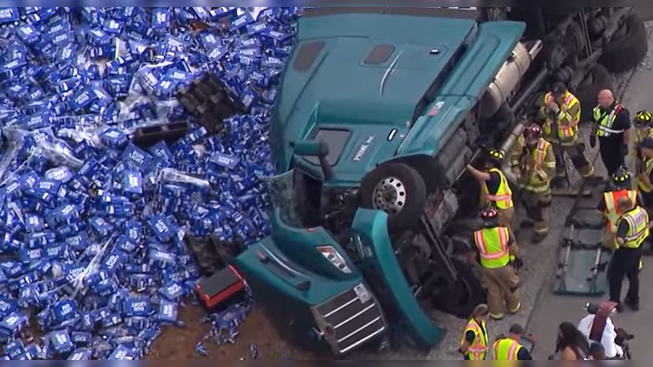 Major beer spill on US highway