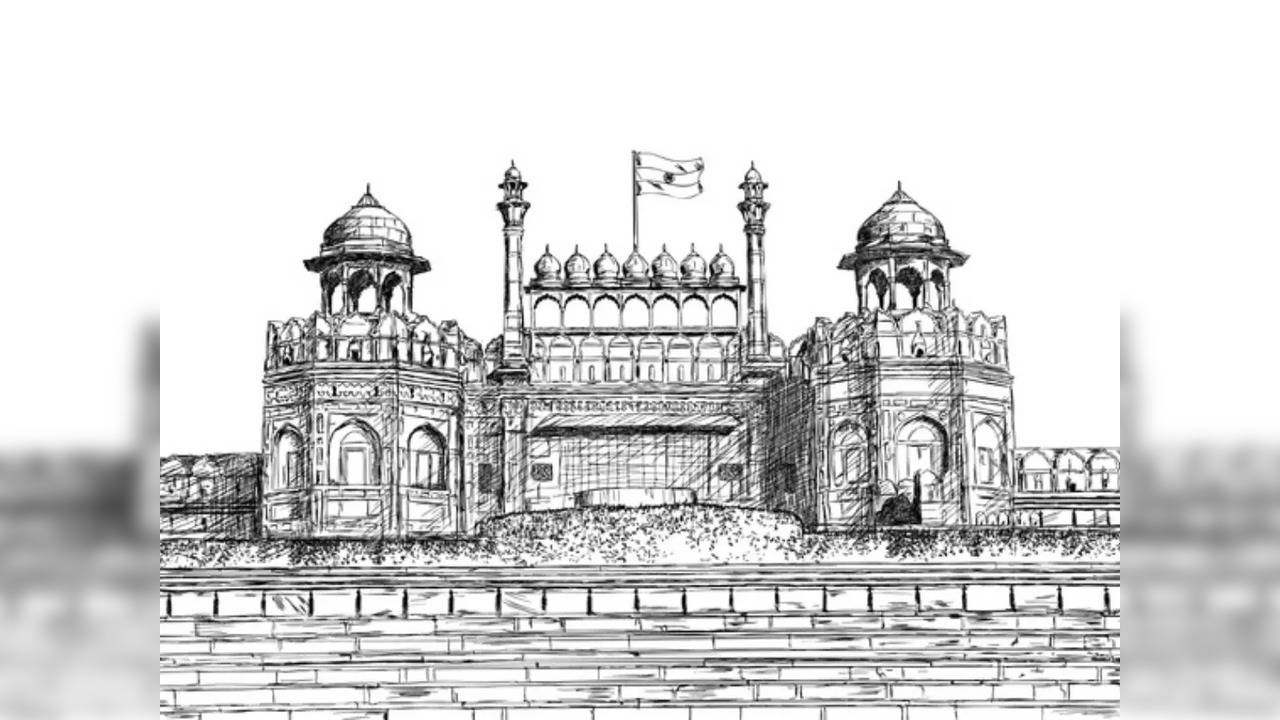 Red fort, Lal Qila drawing full video is my youtube channel | Instagram