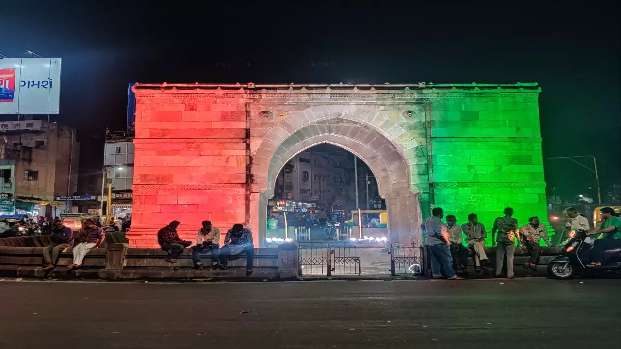 Ahmedabad: Astodia Darwaza lit up in tricolour