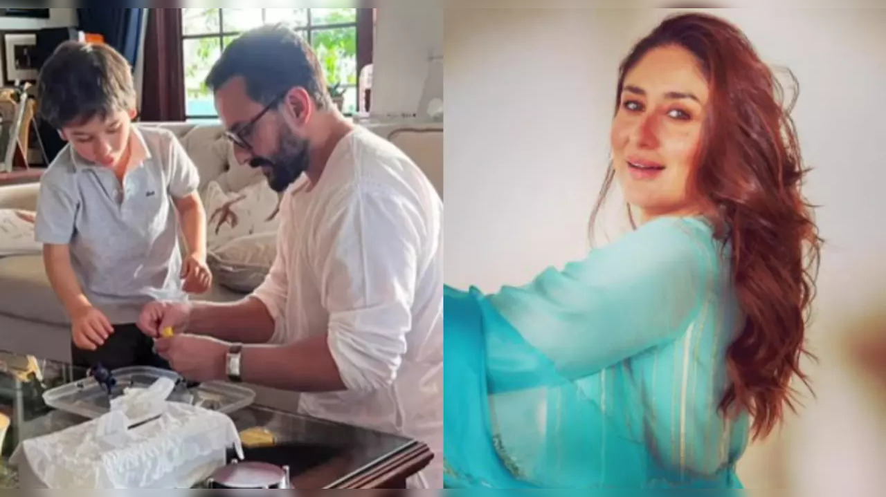 Saif Ali Khan with son Taimur Ali Khan, Kareena Kapoor Khan