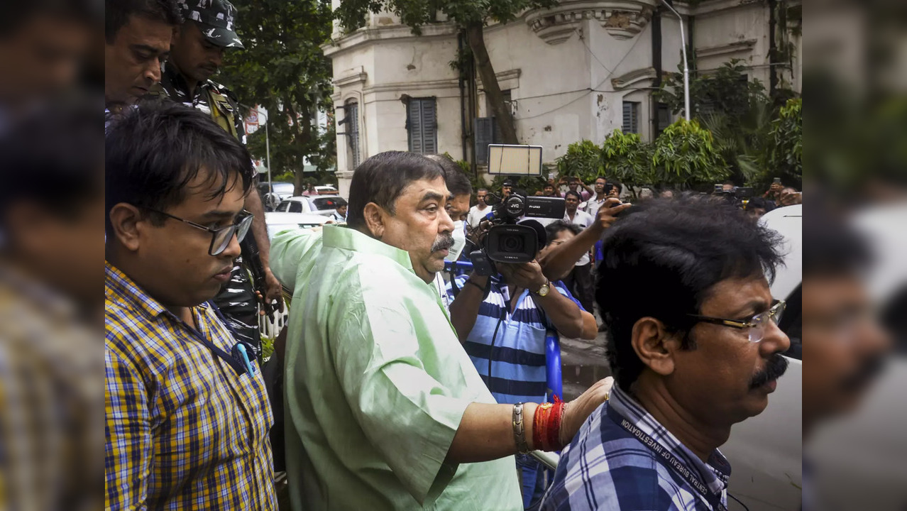 Kolkata: Trinamool Congress leader Anubrata Mondal visits a hospital for medical...