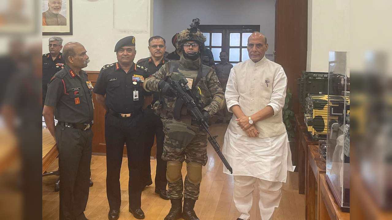 Rajnath Singh hands over made in India defence systems to Indian Army