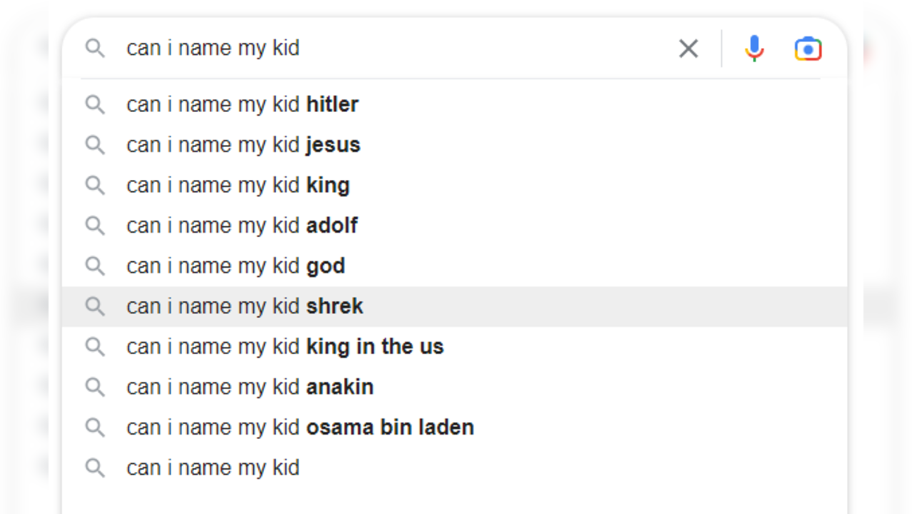 Baby names parents Google to check