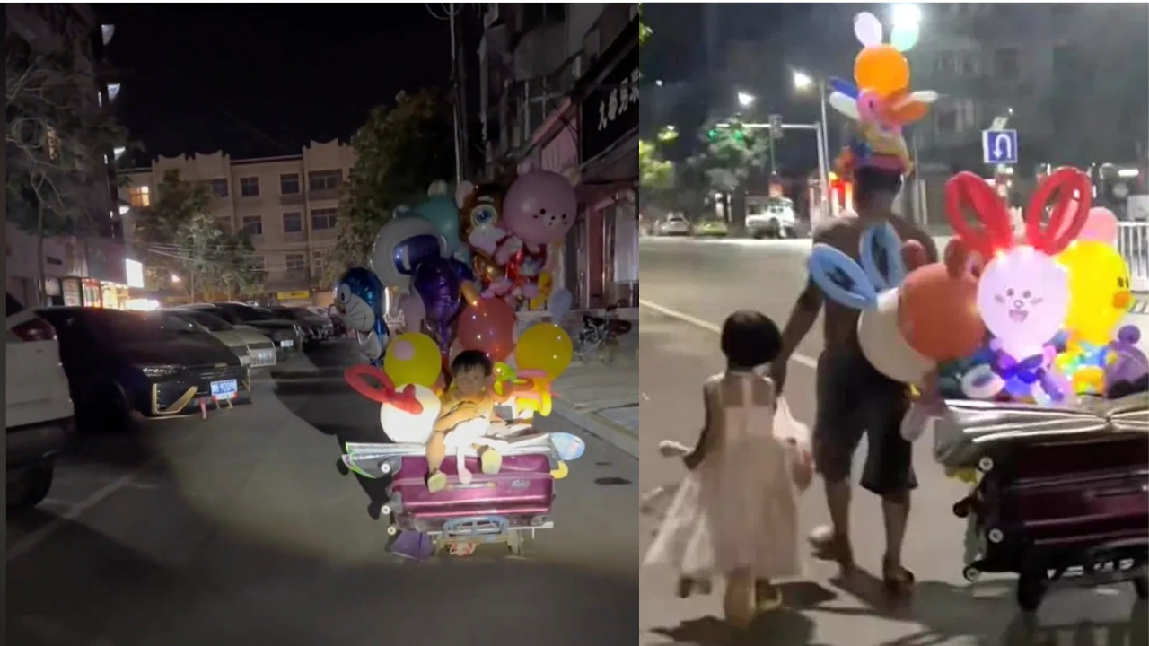 Homeless single father sells balloons with 5-year-old daughter at night to pay for her education