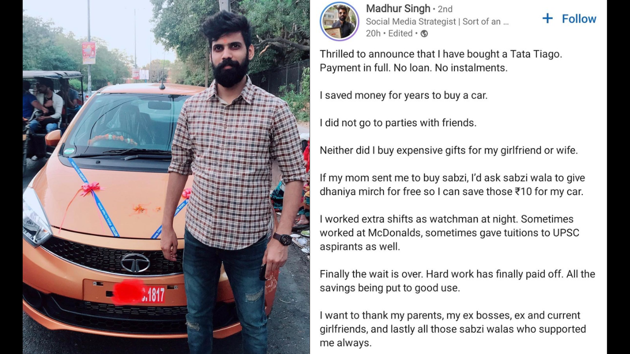 Man thanks ex-bosses, ex-girlfriends and sabziwalas for helping him buy a new car