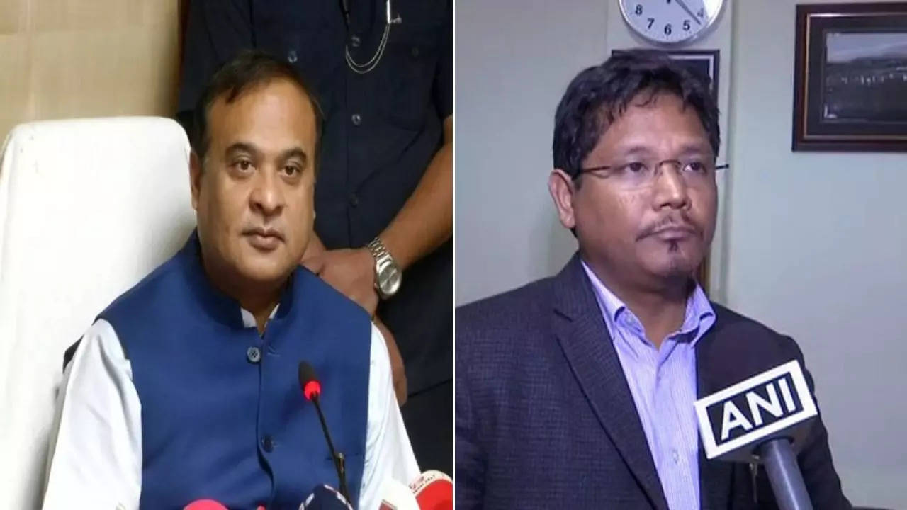 Assam Chief Minister Himanta Biswa Sarma and Meghalaya Chief Minister Conrad K Sangma 