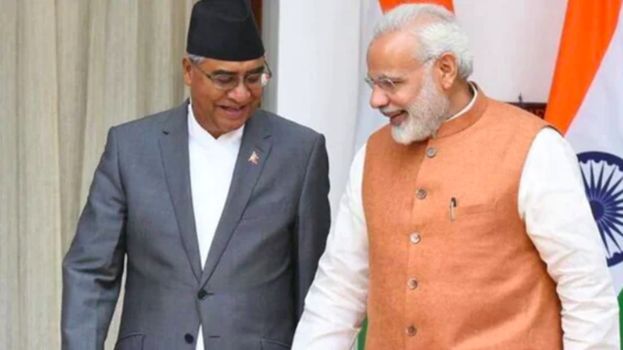 Nepalese PM Sher Bahadur Deuba with PM Narendra Modi