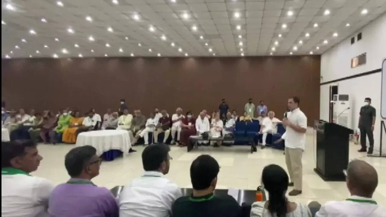 Rahul Gandhi interacts with Civil Society Organisations and prominent personalities for 'Bharat Jodo Yatra' at the Constitution Club of India in Delhi