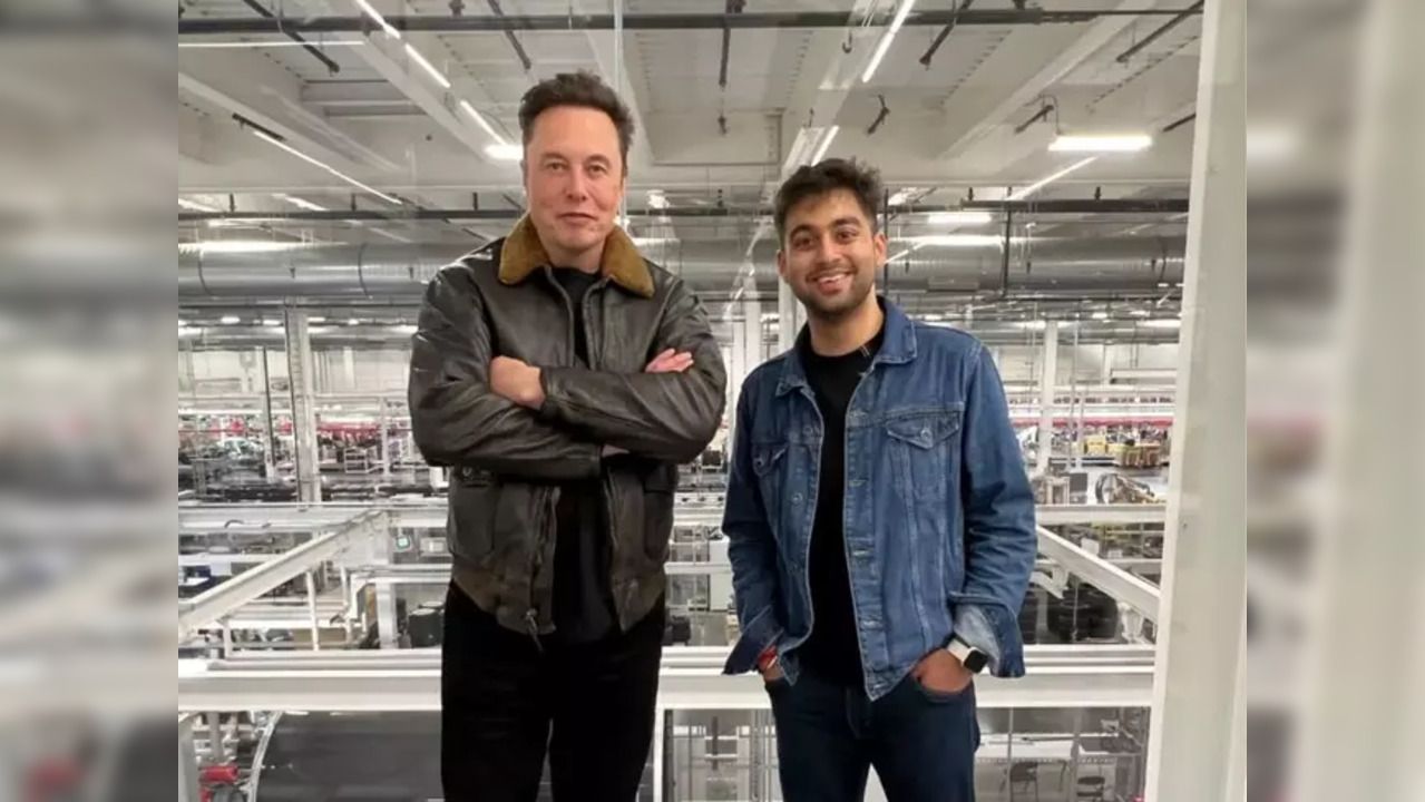 Elon Musk with Pranay Pathole.