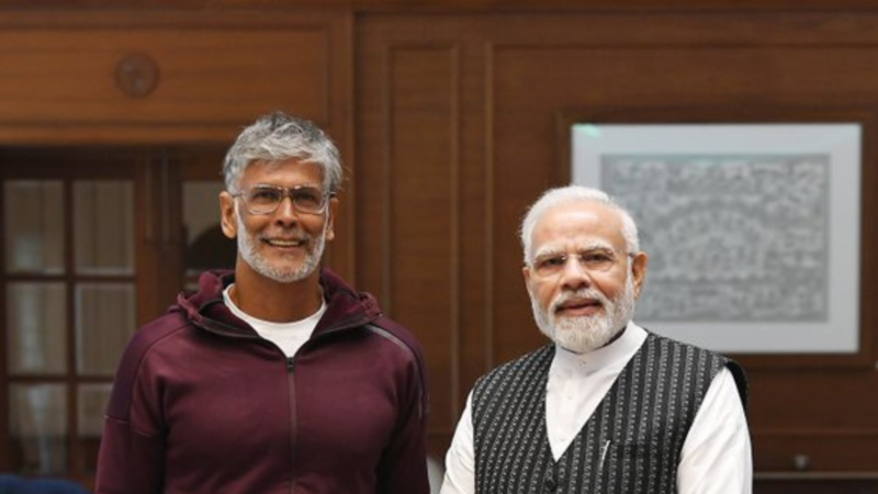 Milind Soman with Narendra Modi