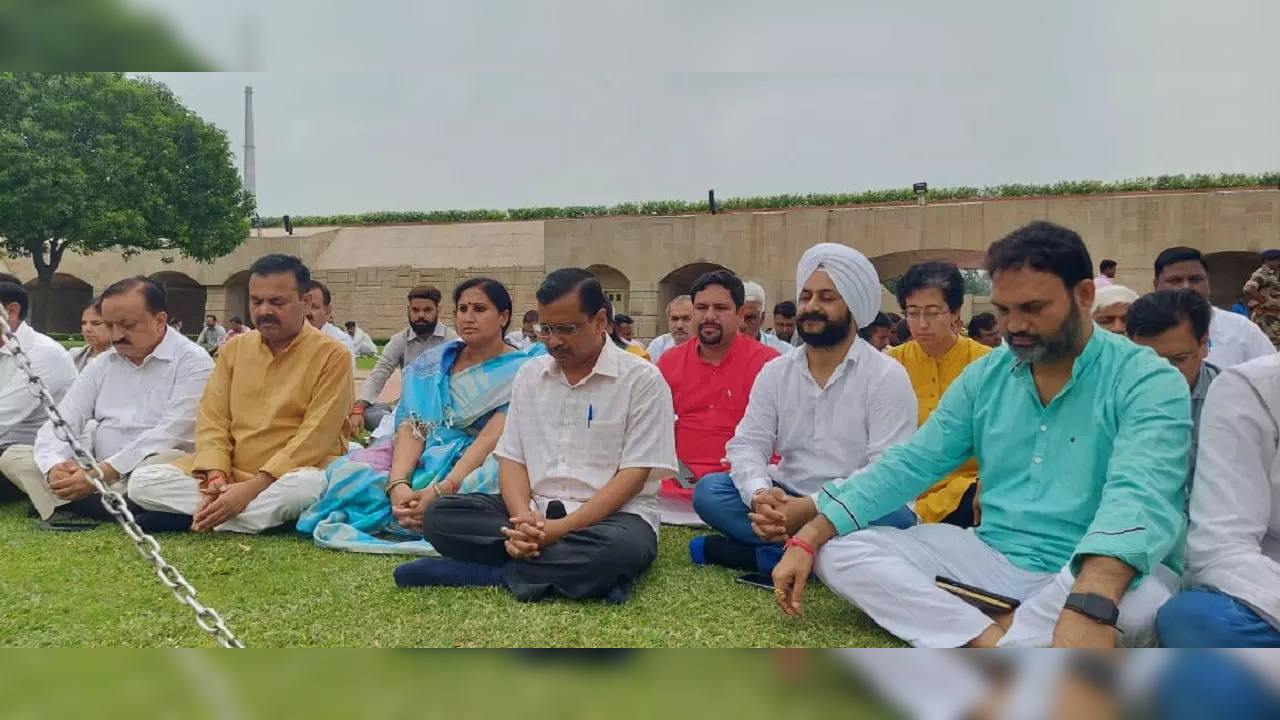 ​Arvind Kejriwal with AAP MLAs at Rajghat