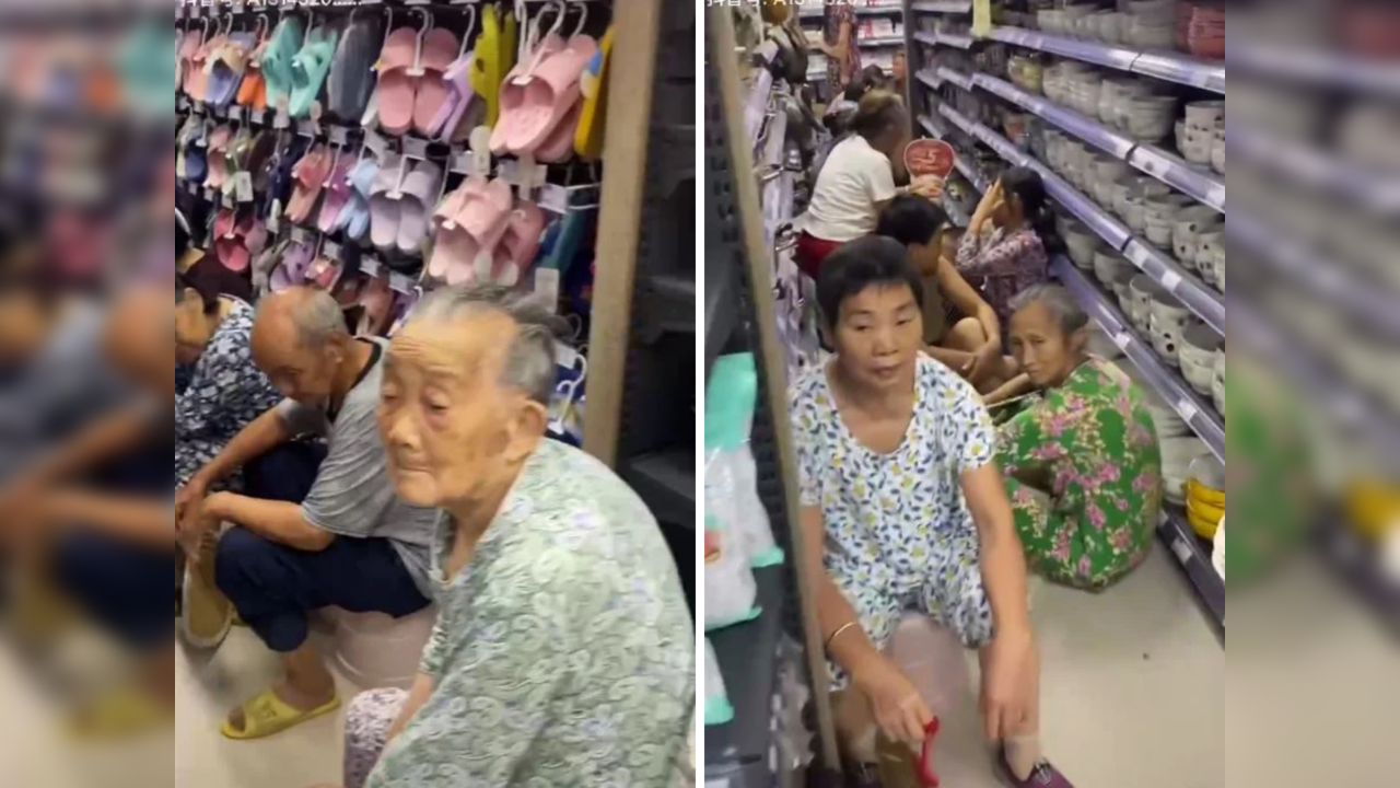 Elderly people in China are chilling at supermarkets