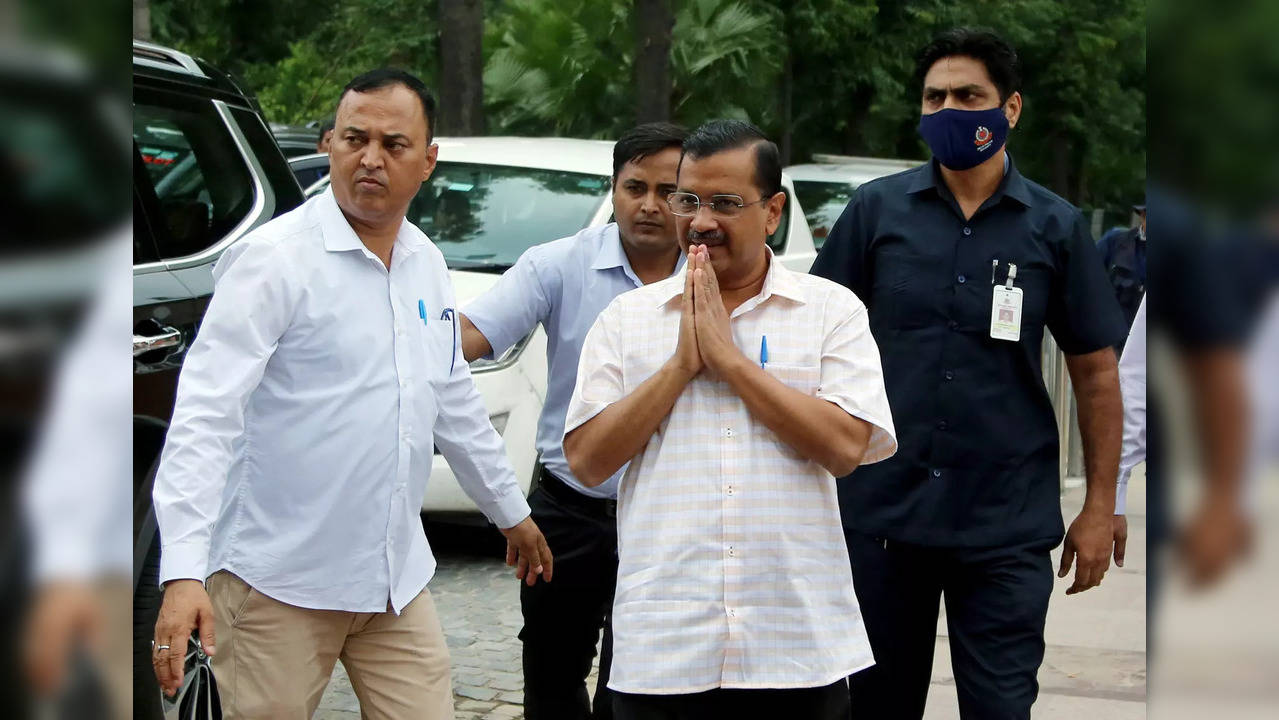 New Delhi, Aug 25 (ANI): Delhi Chief Minister Arvind Kejriwal arrives at Rajghat...