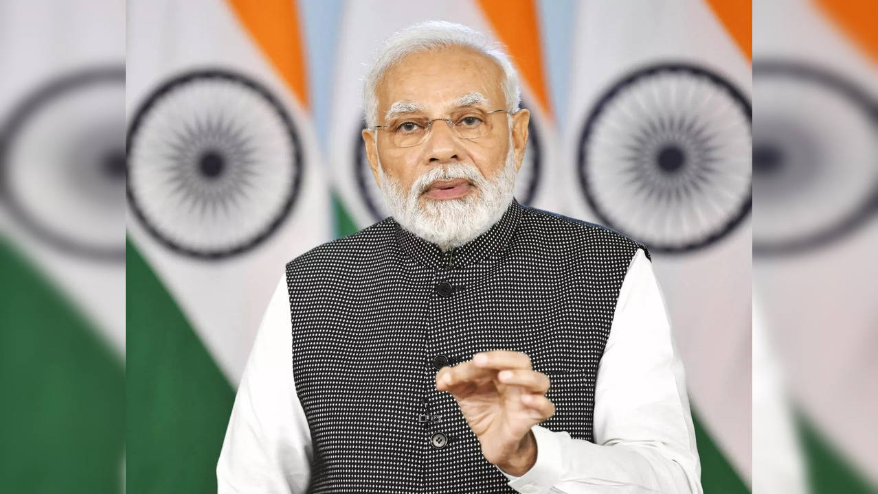 New Delhi : Prime Minister Narendra Modi addressing the Har Ghar Jal Utsav under Jal Jeevan Mission, in Panaji through video message from New Delhi on August 19, 2022. (Photo:IANS/PIB)