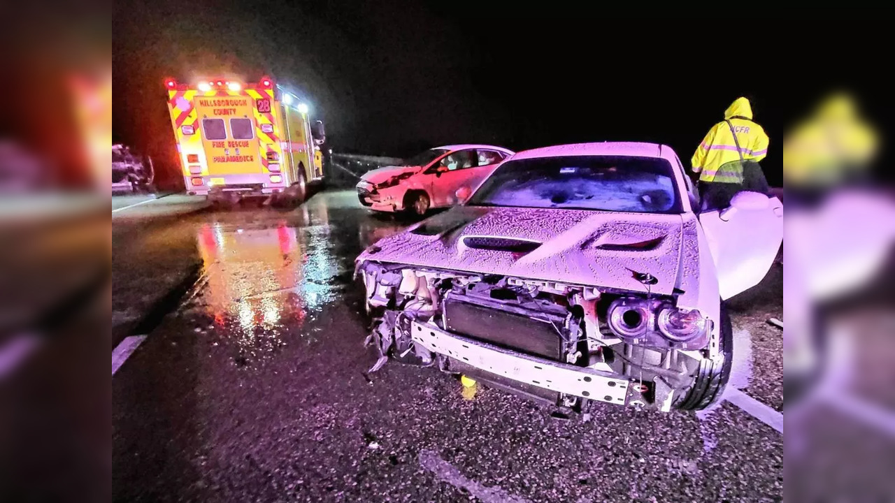 Ejected from his car, a Florida man jumped into the Little Manatee River to avoid getting hit by another vehicle | Picture courtesy: Hillsborough County Fire Rescue/WFLA