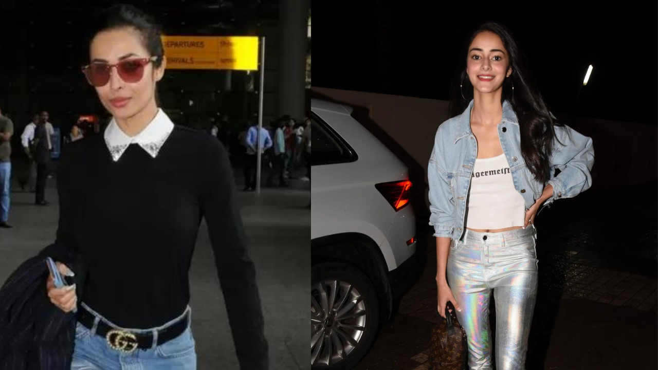 Different ways to style holographic jeans like Malaika Arora and Ananya Panday