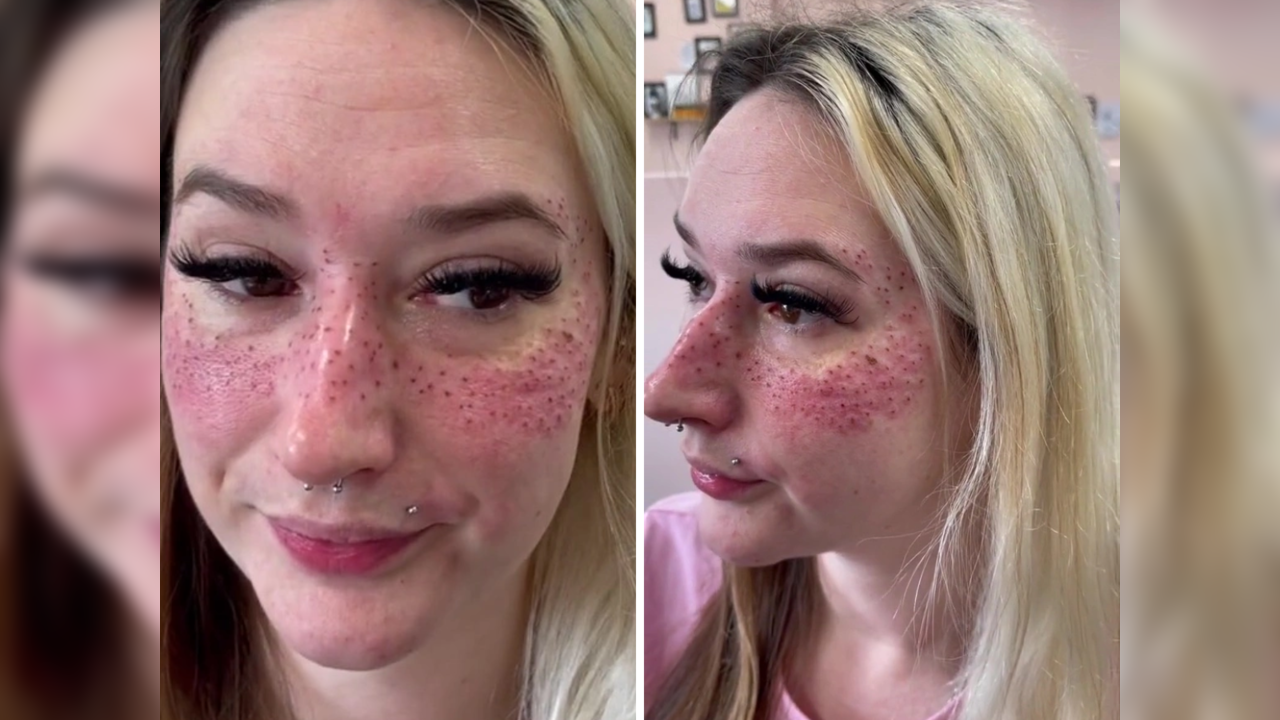 Woman goes viral for badly timed mask tattoo