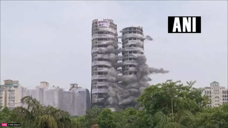 The illegal Noida Supertech twin towers were taken down yesterday via controlled explosion