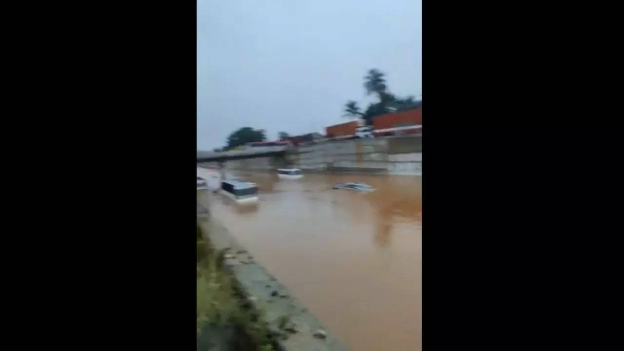 Vehicles submerged at Ramanagara highway