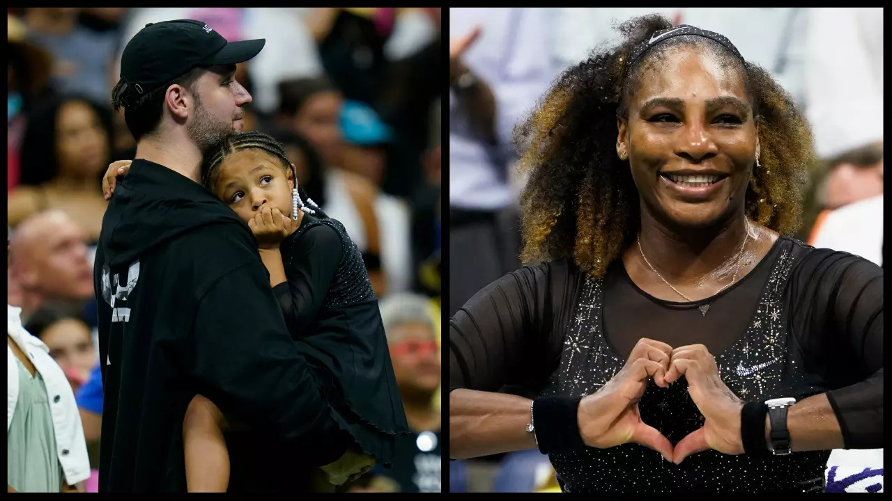 Serena made a sparkling entrance and her daughter Olympia was seen rallying behind the tennis icon at the Arthur Ashe