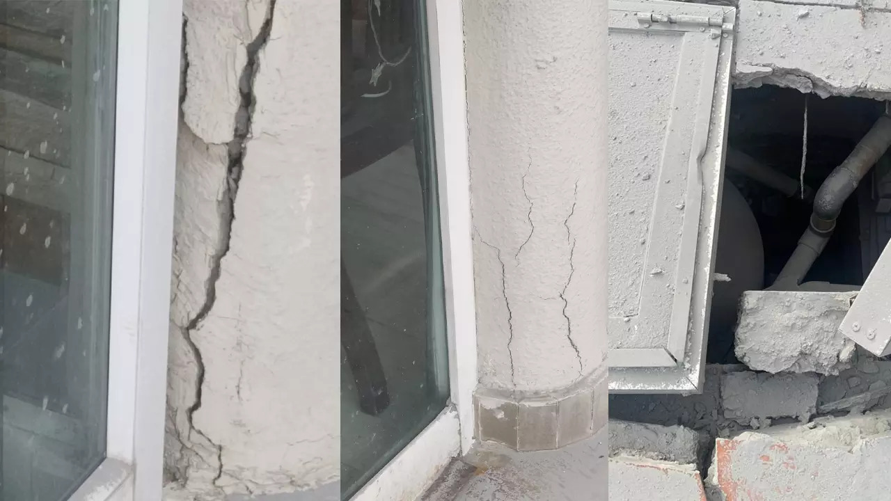 Cracks were identified in several nearby buildings.