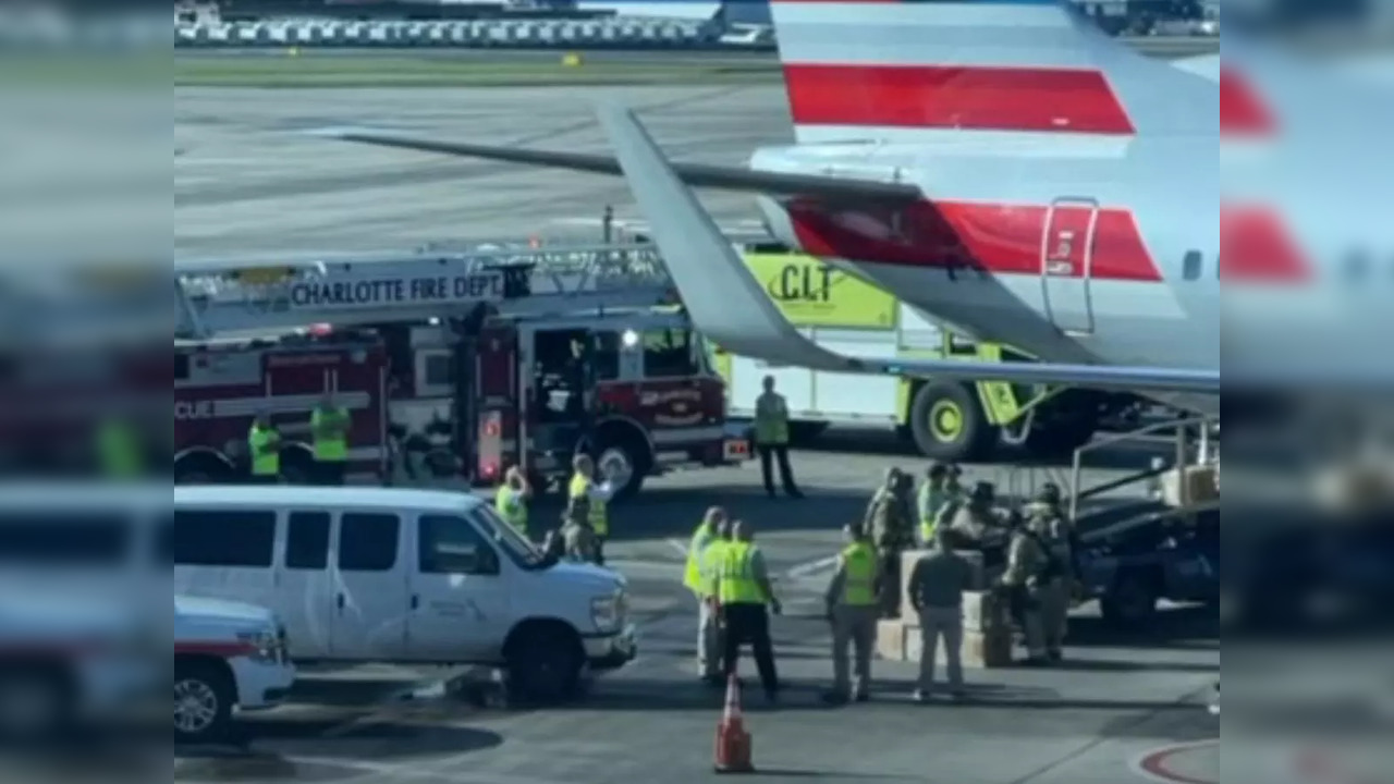 Firefighters find 'unusual smell' on American Airlines plane was nail polish | Screengrab from video by Queen City News