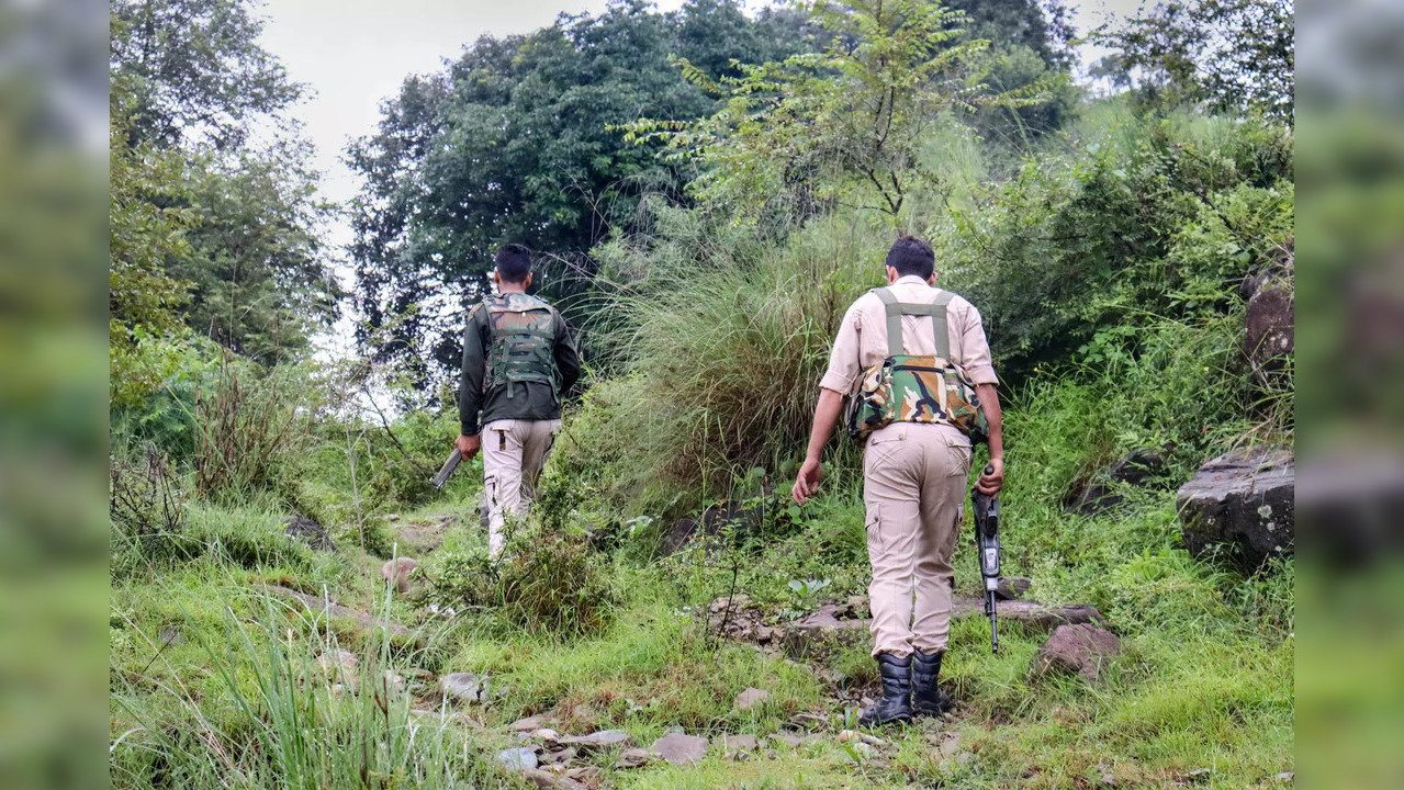 Rajouri: Security personnel near the encounter site after a suicide attack bid a...