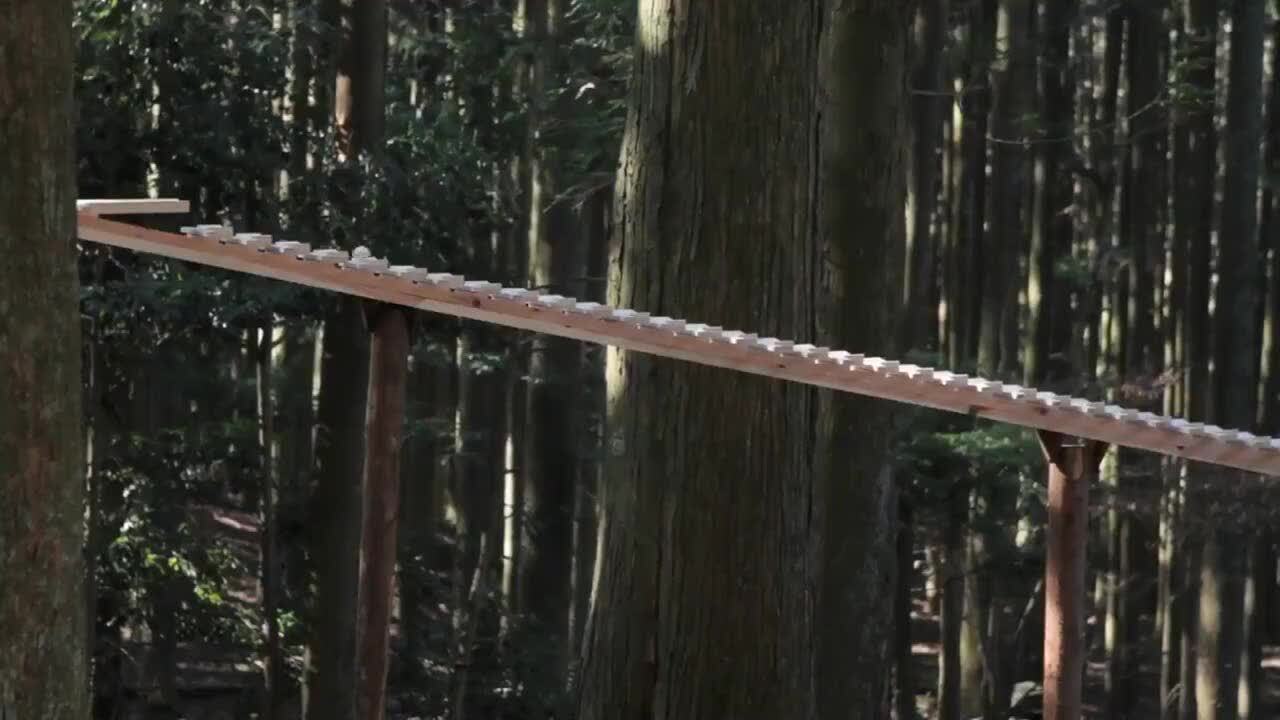This enormous xylophone in a Japanese forest is fully made by hand