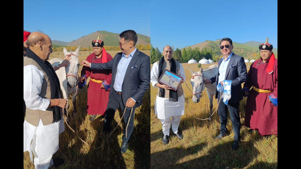 Rajnath Singh receives horse from Mongolian President, names it 'Tejas'