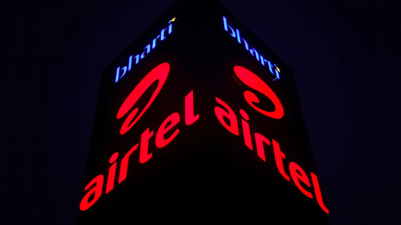 A Bharti Airtel office building is pictured in Gurugram